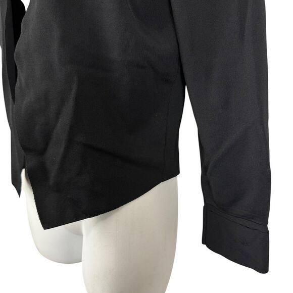 MM Lafleur Womens Black Tight Knit Stretch Rayon Cardigan Jacket Open Sweater M - Picture 8 of 16